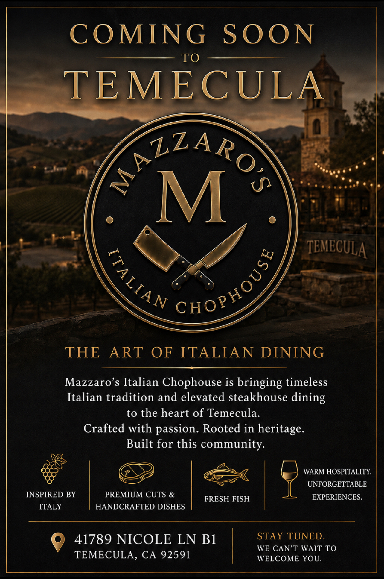 Mazzaro's Italian Chophouse — Coming Soon to Temecula, CA
